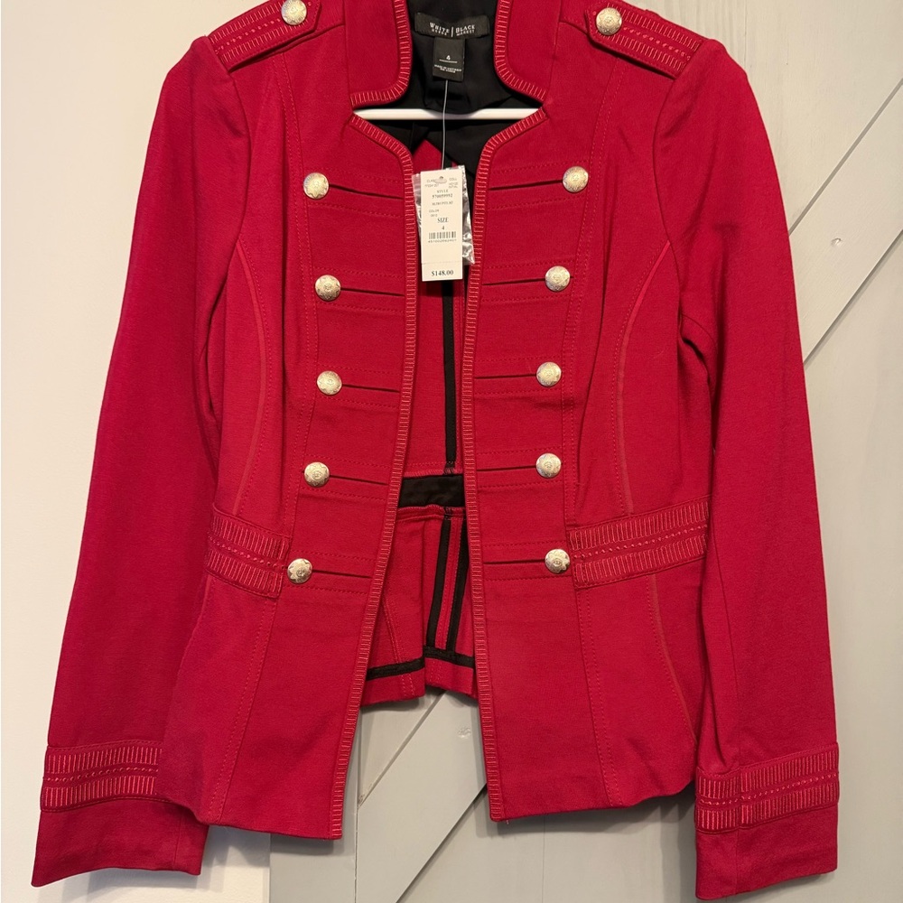 White House Black Market Red Military Blazer